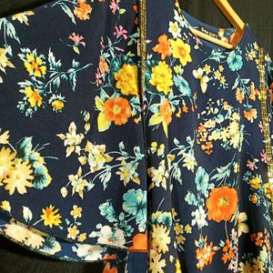 Navy Floral Printed Top (Women's)