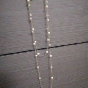 Long White Pearl Necklace