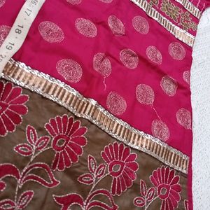 Maroon & Brown Tailor Made Suit With Dupatta