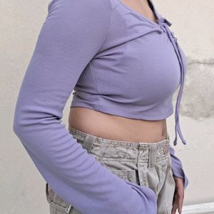 Ribbed Lavender Crop Top