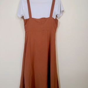 Two Piece Pinafore Brown Dress