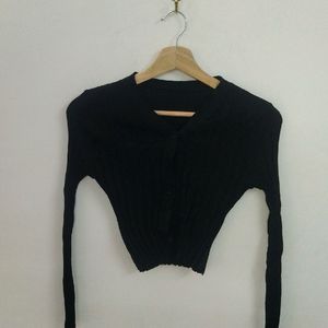 Ribbed Black Crop Top