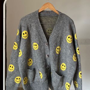 All Over Smile Grey Cardigan 😊