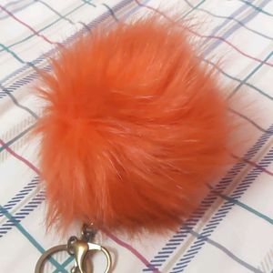 Faux Fur Pompom Handbag Keychain