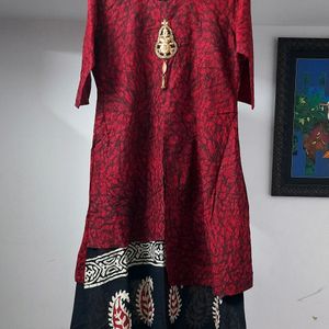 Aarvi Maroon Black Kurta