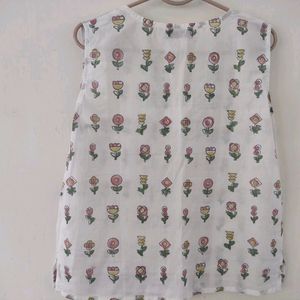 Colourful Motif White Tunic