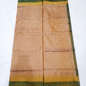 Beige and Green Saree