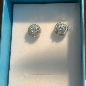 Zirconia Diamond Earrings Tops Pure Silver 925