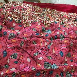 Kalamkari Organza Cut Work Duppata