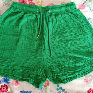 Parrot Green Colour Shorts For Women's