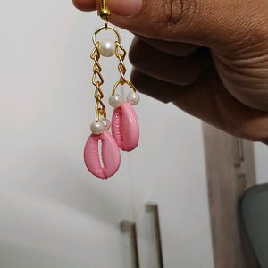 Baby Pink Cowri Earrings