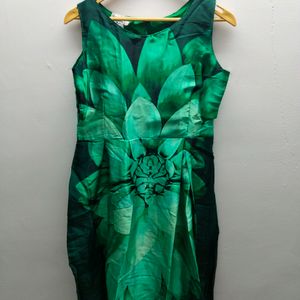 Floral Stain Silk Western Dress For Woman