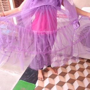 6 Meter Levender Colour Net Frock