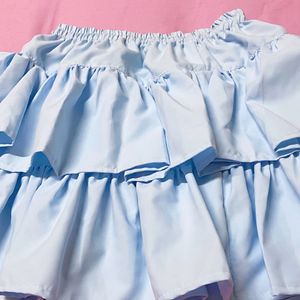 Baby Blue Ruffle Mini Skirt 💌