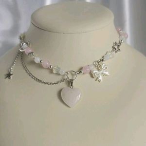 🎀 Heart Bow Necklace Pinterest Coquette Y2k