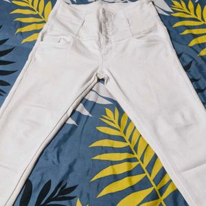 High Waist White Jeans For Sale - 32-34 Wais