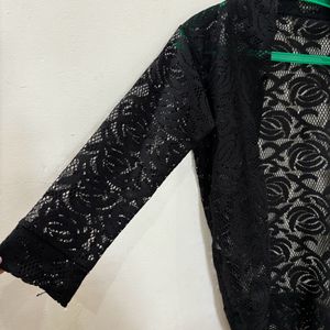 Black Crochet Knitted Jacket