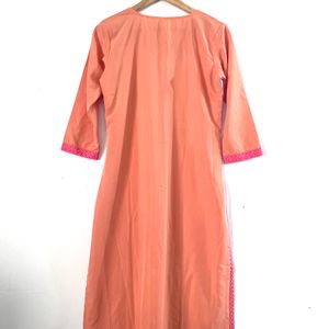 Light Orange Straight Fit Kurta (Women)