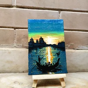 Aesthetic Mini Seascape Painting With Stand