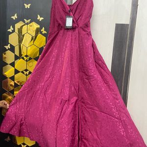 A Line Magenta Gown With Slit (Size L)