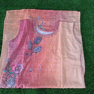 Orange Color Kurti With Unstiched Hands