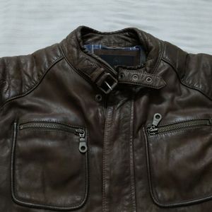 Woodland Men's Brown Pure Leather Jacket