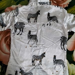 Zebra Print Satin Shirt