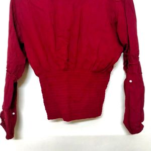 🎉OFFER🎶 Red Full Sleeves Pearl Top🎶