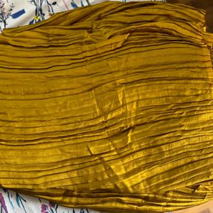 Beautiful Golden Solid Accordion Pleated-Satin