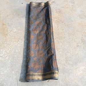 Gold Printed Cotton Saree