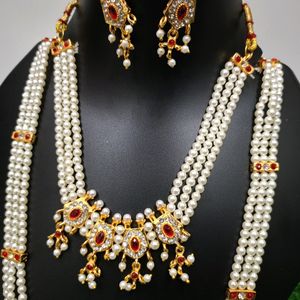 Kundan Moti Mala Sets With Earrings