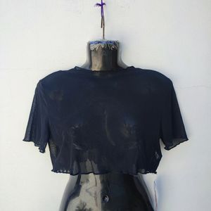 ROMWE BLACK SHEER TOP