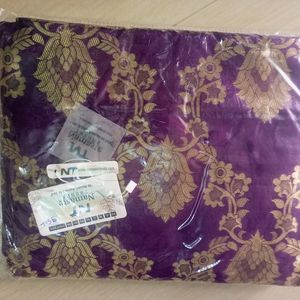 Purple Soft Lichi Pattu Silk Saree