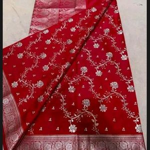 Satin Silk Saree_red Colour