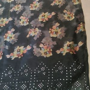 Black And Multi Colour Floral Print Saree