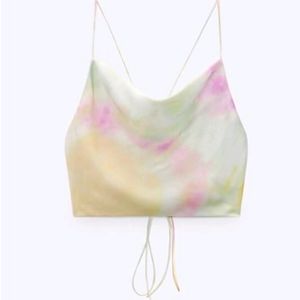 Zara Satin Tie Dye Crop Top