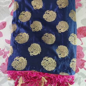 Pink And Blue Art Silk Saree For Women