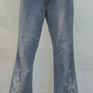 Bootcut Jeans With Floral Design