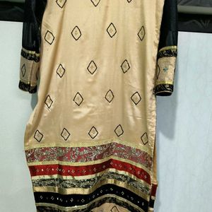 Black and cream colour party wear beautiful dress