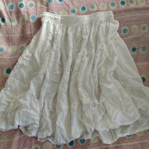 cottage core white mini tiered skirt