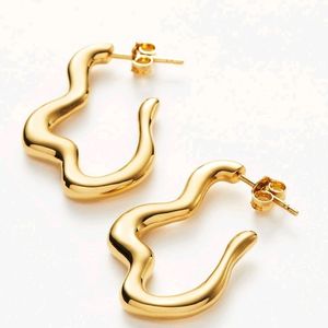 18k Gold Plated Squiggle Wavy Hoops