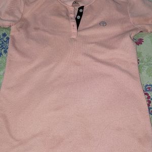 Twizt T Shirt For Girls (S) Orange Solid