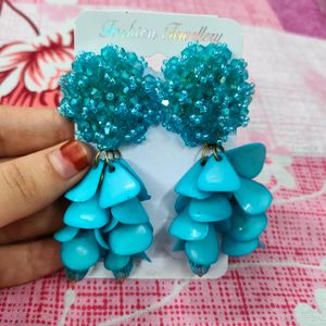 Blue Colour Hanging Earings