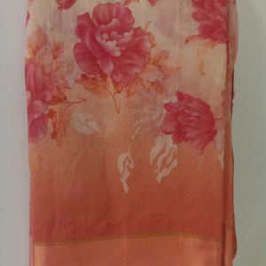 Printed Floral Print Saree Without Blouse