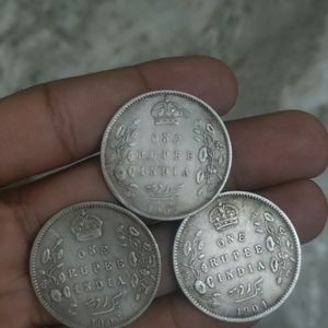 One Rupee Rare Silver Coin ( Pack Of 3 )