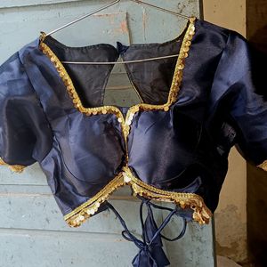 New Satin Designer Navy Blue Blouse