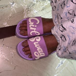 Typographic Printed Slides Slippers