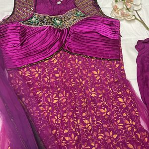 Deep Purple Suit Set - Top, Dupatta, Chunni