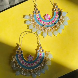 Ethnic Blue Chandbali Earrings for Women