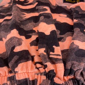 Zela D Neon Camouflage Print Crop Top